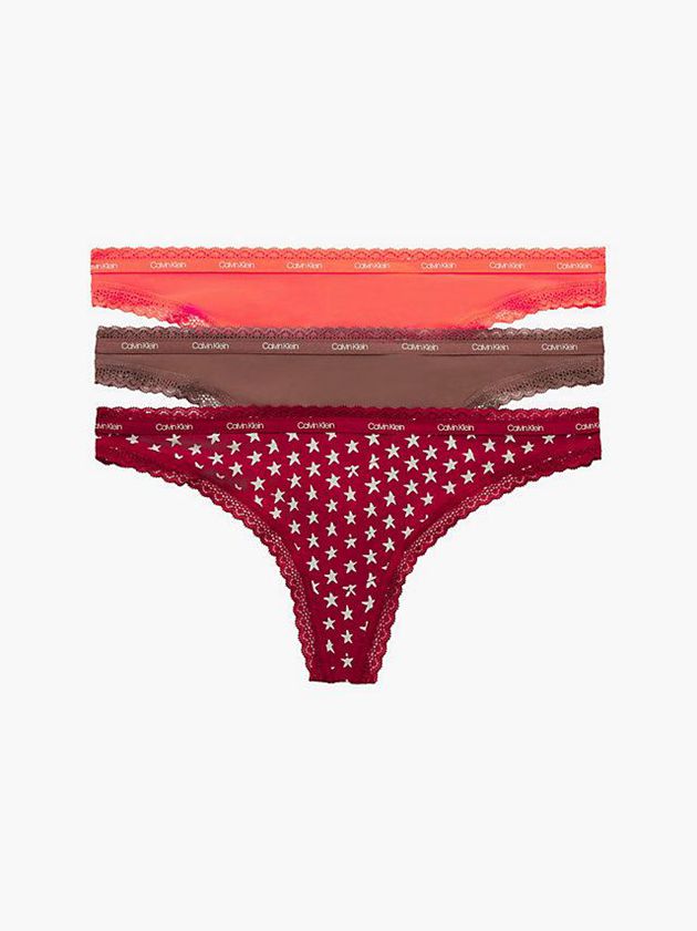 Calvin Klein USA 3 Pack - Bottoms Up Womens Thong Red 5046983-WZ